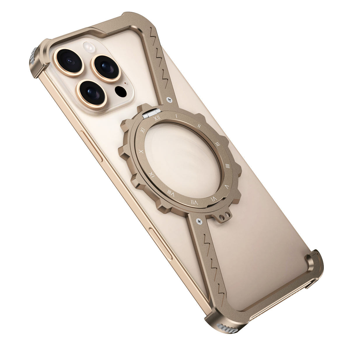 Z-Type Magnetic Aluminum Alloy Kickstand Case for iPhone – Wireless Charging Metal Phone Cover