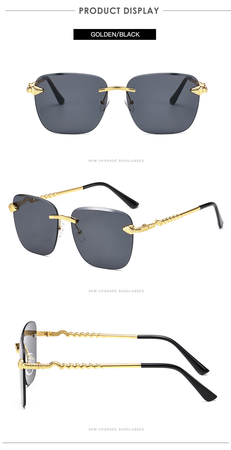 Square Rimless Metal Sunglasses Women