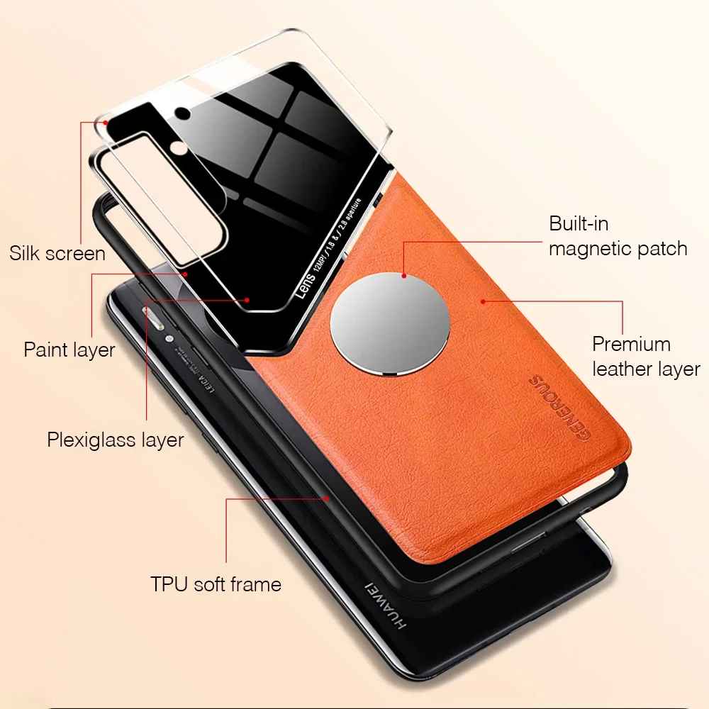 Luxury Leather Frame Protective Case – Shockproof Slim Cover for Samsung A Series