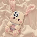 Cute 3D Plush Rabbit Ear Silicone Phone Case for iPhone – Soft Protective Shockproof Cover