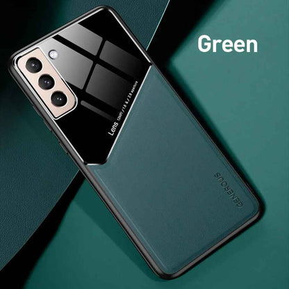 Luxury Leather Frame Protective Case – Shockproof Slim Cover for Samsung A Series