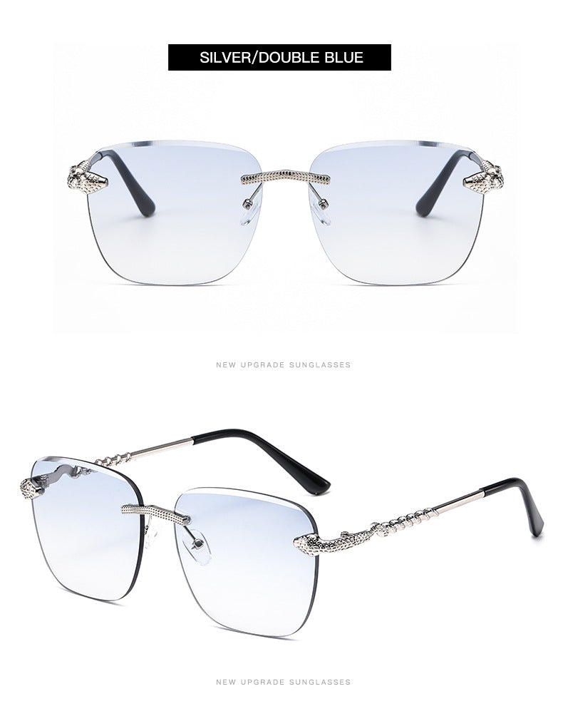 Square Rimless Metal Sunglasses Women