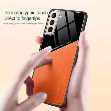 Luxury Leather Frame Protective Case – Shockproof Slim Cover for Samsung A Series