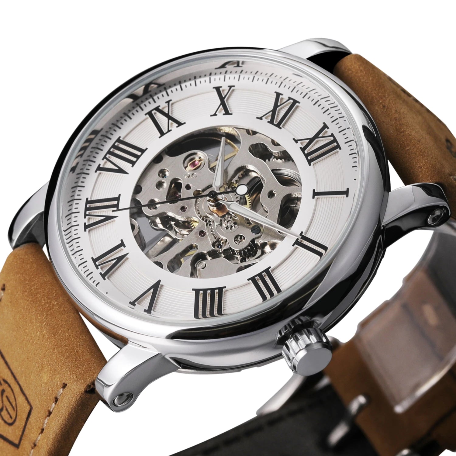Elegant Men's Rose Gold Skeleton Watch