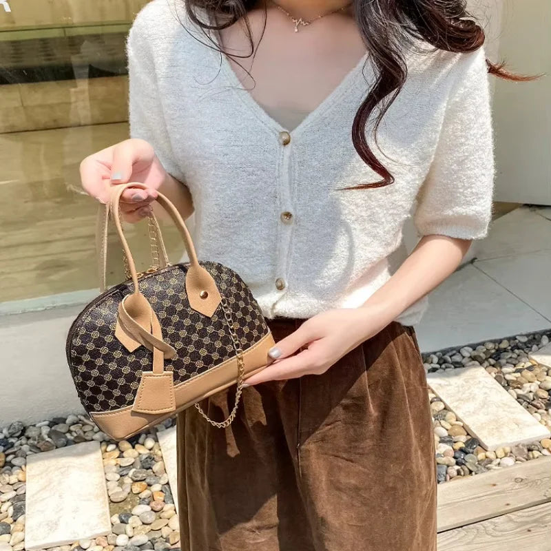 PU Leather Shell Crossbody Bag for Women Shoulder Handbag with Zipper