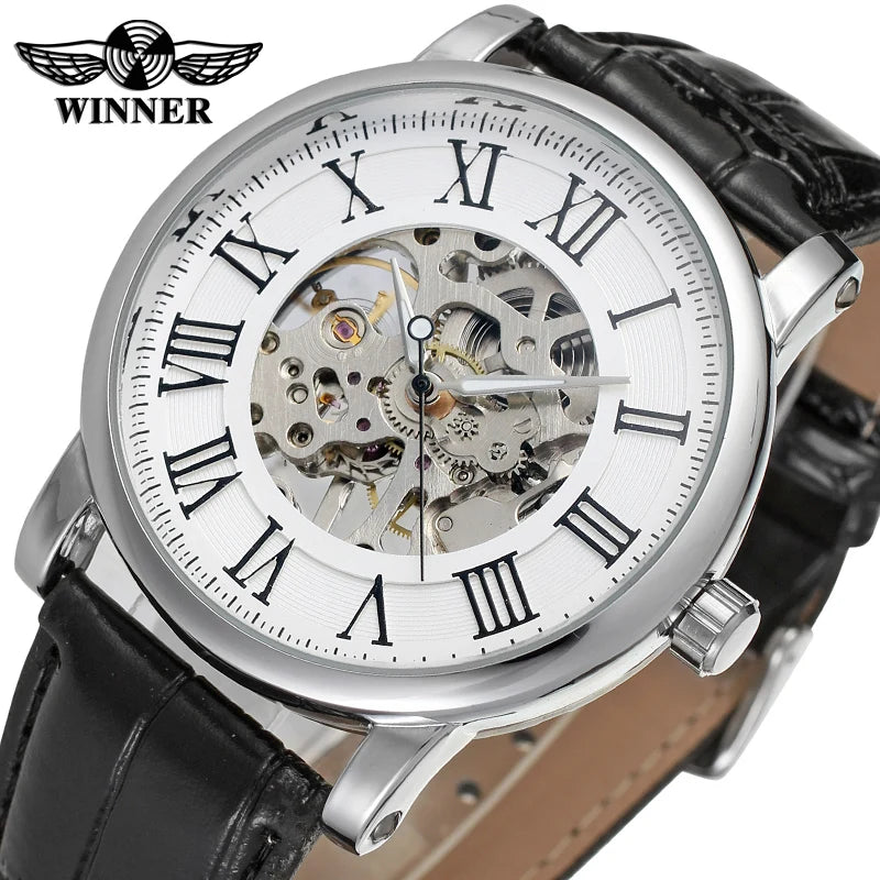 Elegant Men's Rose Gold Skeleton Watch