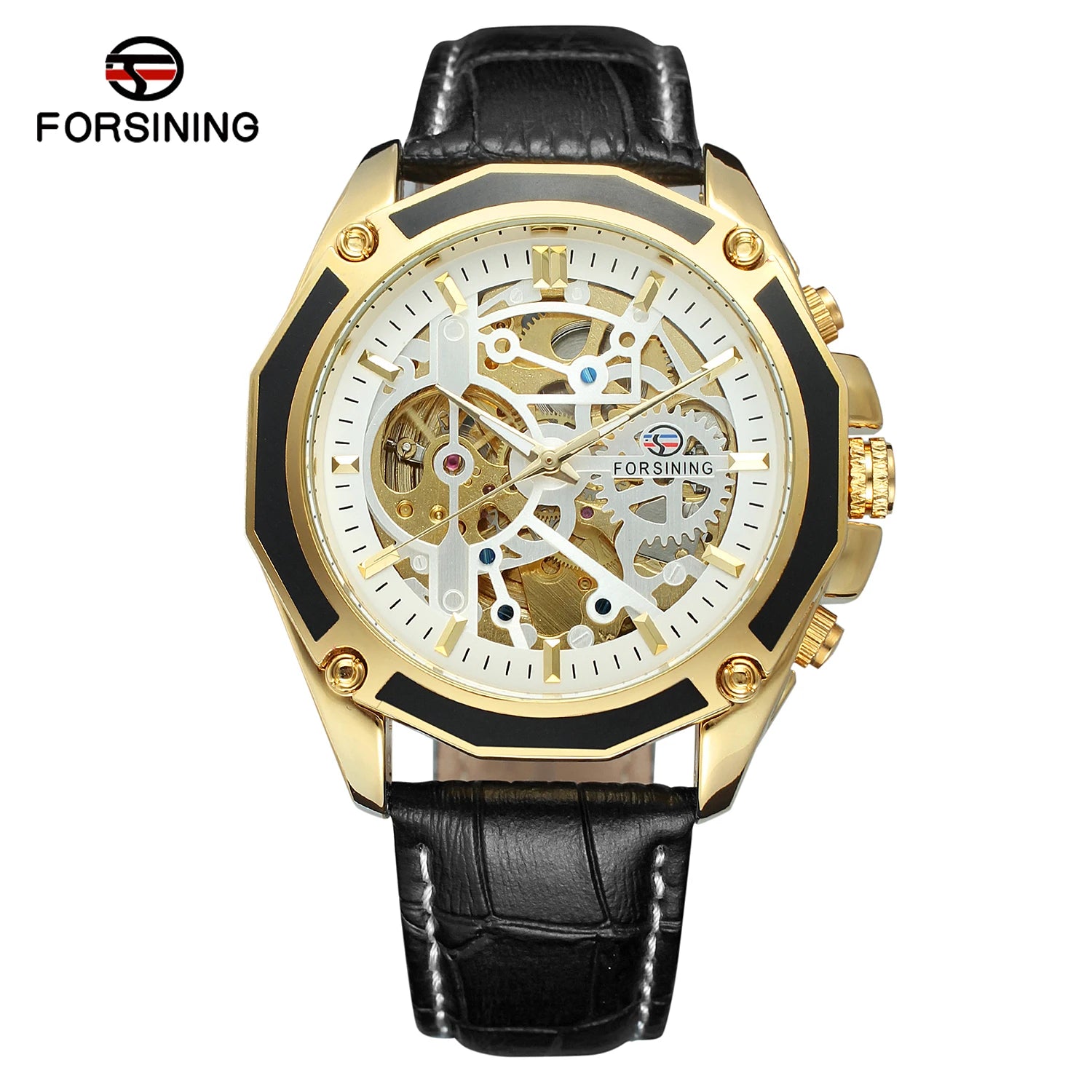 Luxury Skeleton Automatic Leather Watch for Men