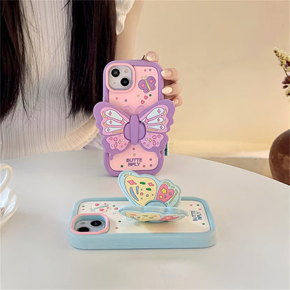 Kawaii 3D Butterfly Cartoon Soft Silicone Case for iPhone – Cute Durable Cover
