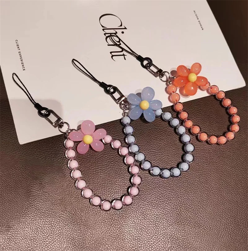 Candy Color Bead Flower Phone Chain