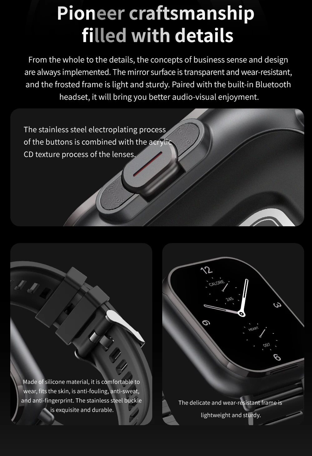 Smart Watch D8E with Earbuds & Heart Rate Monitor