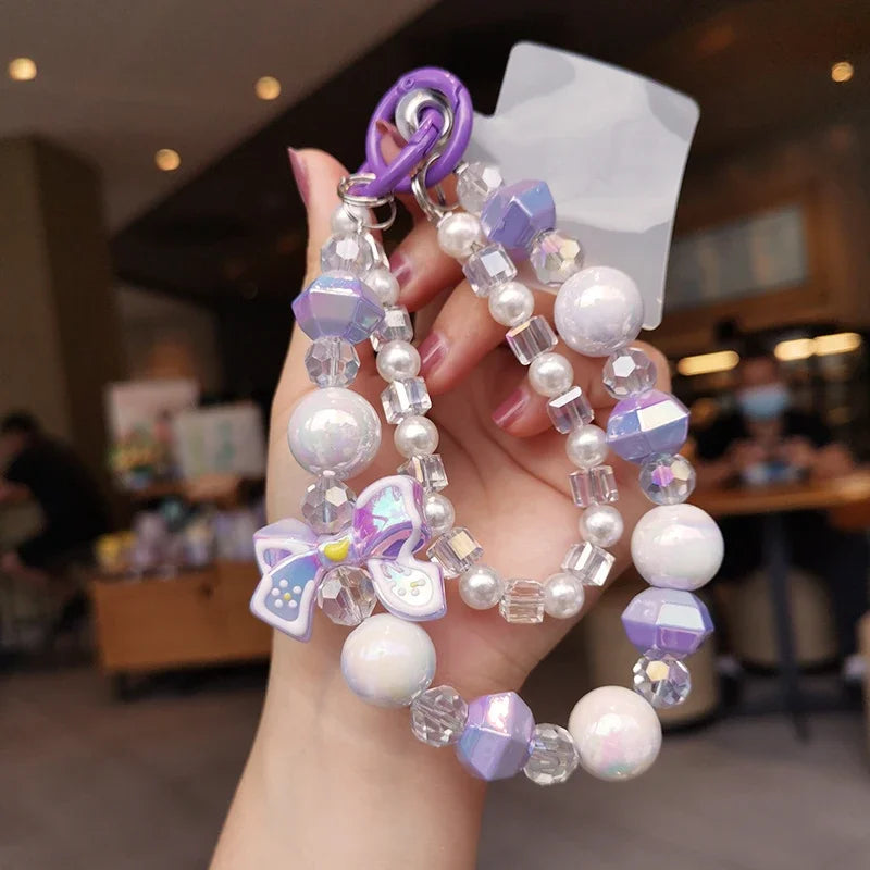 Handmade Beaded Mobile Lanyard with Bow Knot