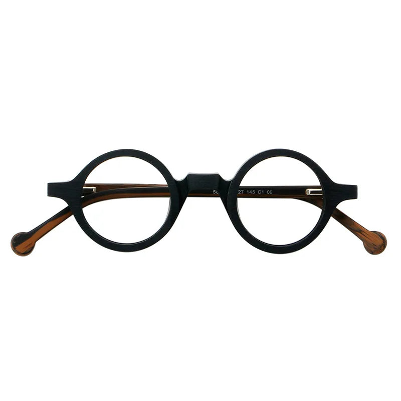 Vintage Wooden Round Acetate Eyeglasses