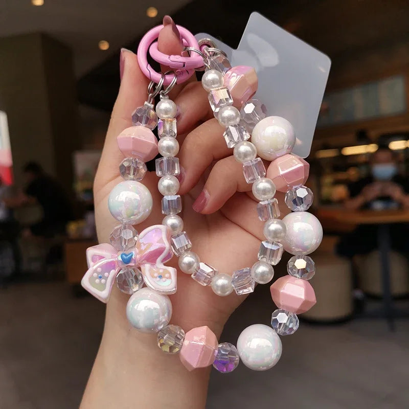 Handmade Beaded Mobile Lanyard with Bow Knot