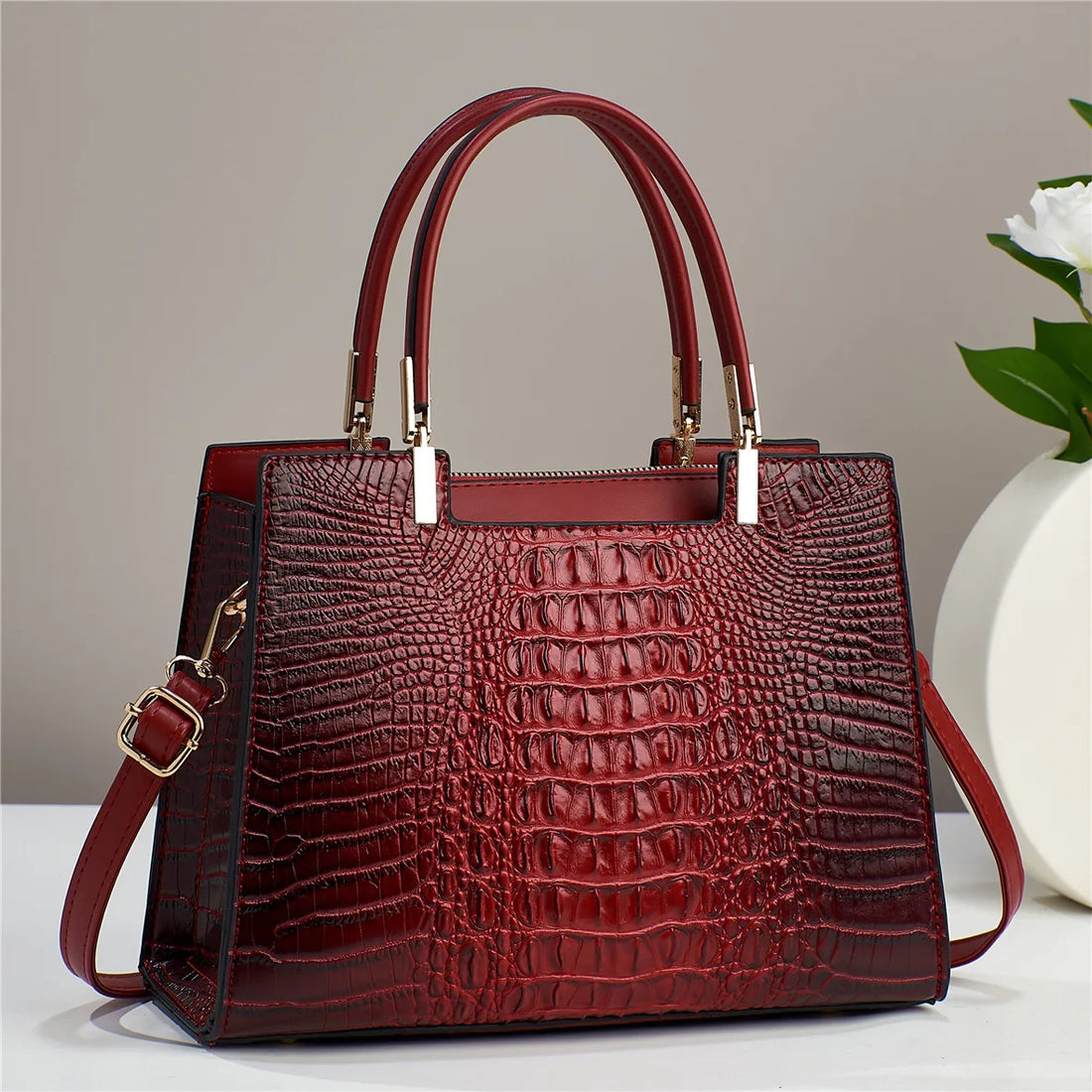 Ladies Handbag New Fashion Crocodile Pattern Handbag Large