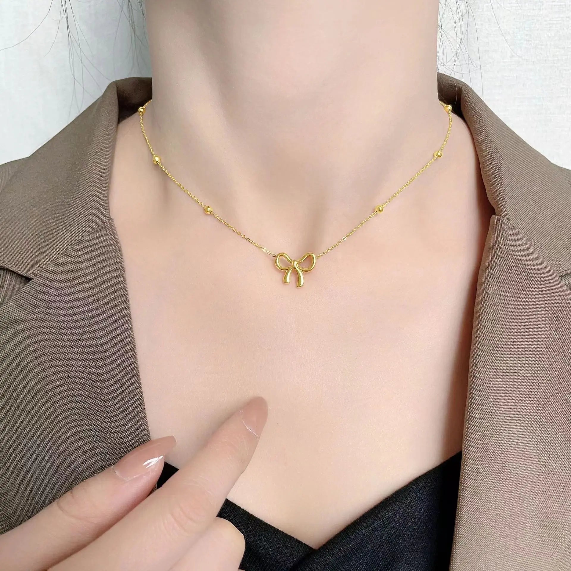 18k Gold Plated Bow Necklace - Tarnish Free & Elegant