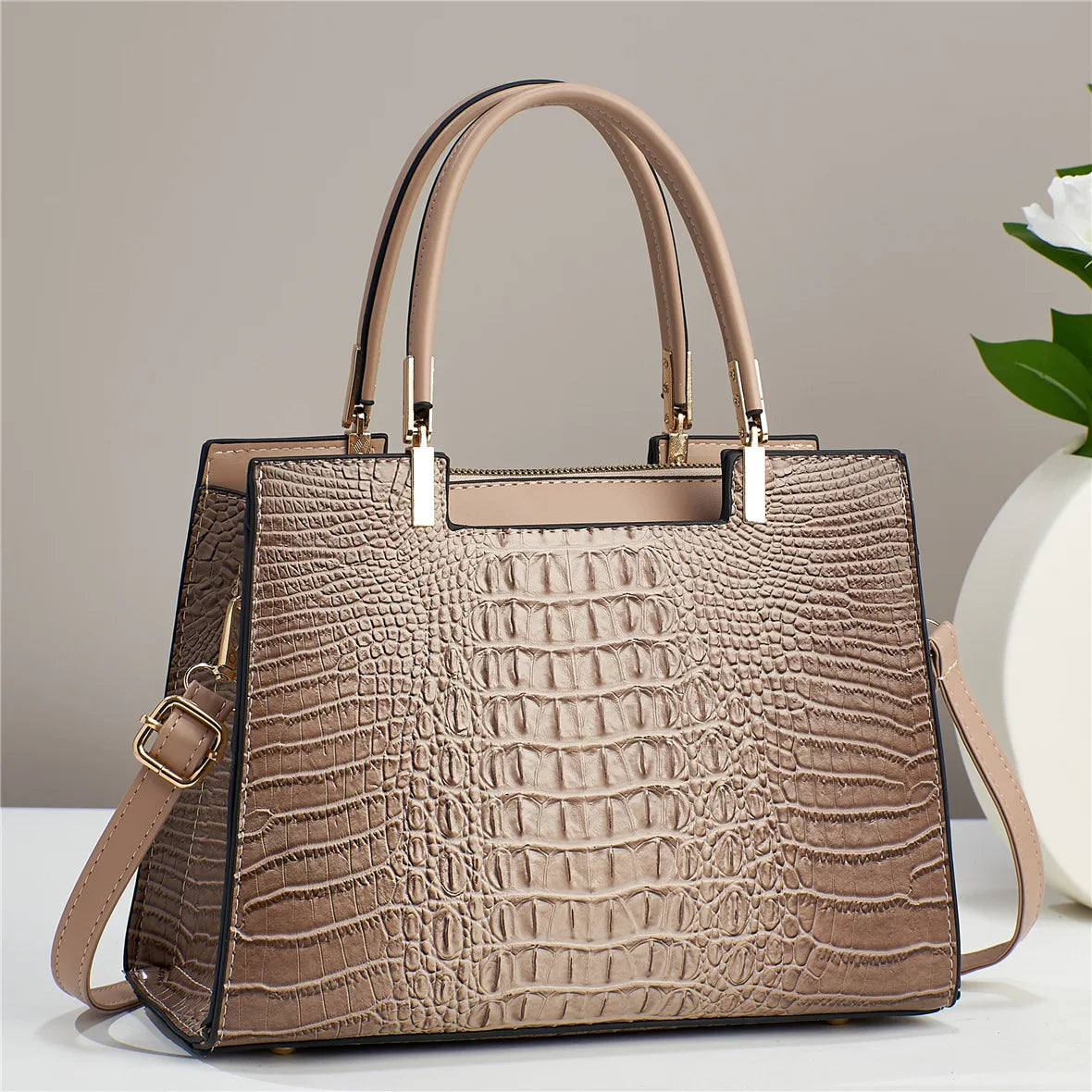 Ladies Handbag New Fashion Crocodile Pattern Handbag Large