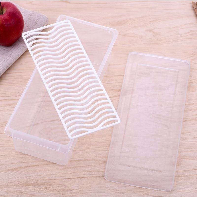 Transparent Kitchen Storage Box – Rectangular Sealed Plastic Container for Refrigerator & Drain Storage