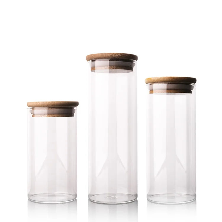 Household clear Glass Food Storage Jars Food Nut Storage Jar