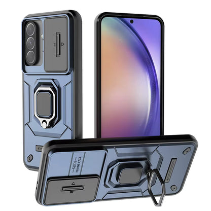 Shockproof Slide Camera Lens Ring Stand Case – Protective Cover Coque Funda for Samsung