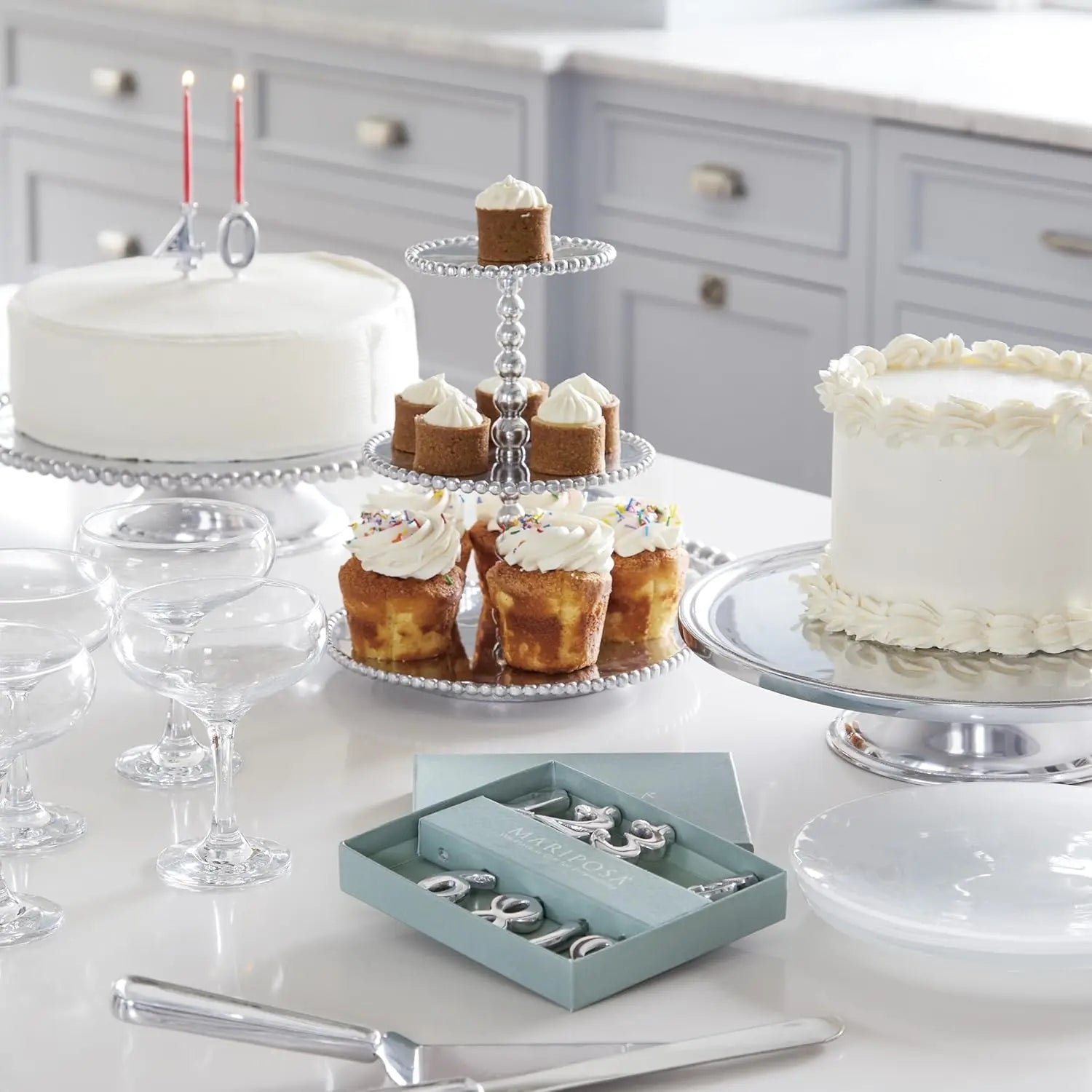 Reusable Metal Number Candle Holders for Birthday Party Cake