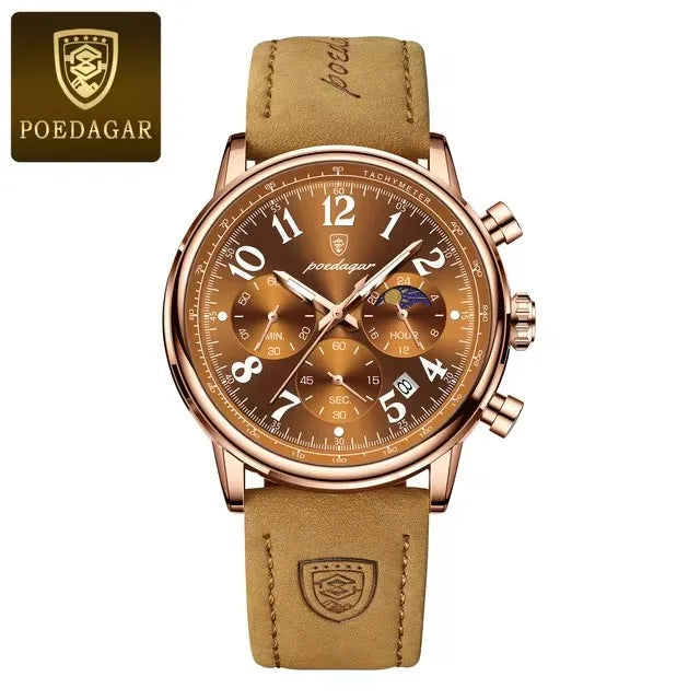 Luxury Silver Blue Quartz Chronograph Watch for Men