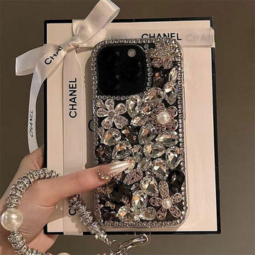 Luxury Bling Rhinestone Flower Protective Case for iPhone