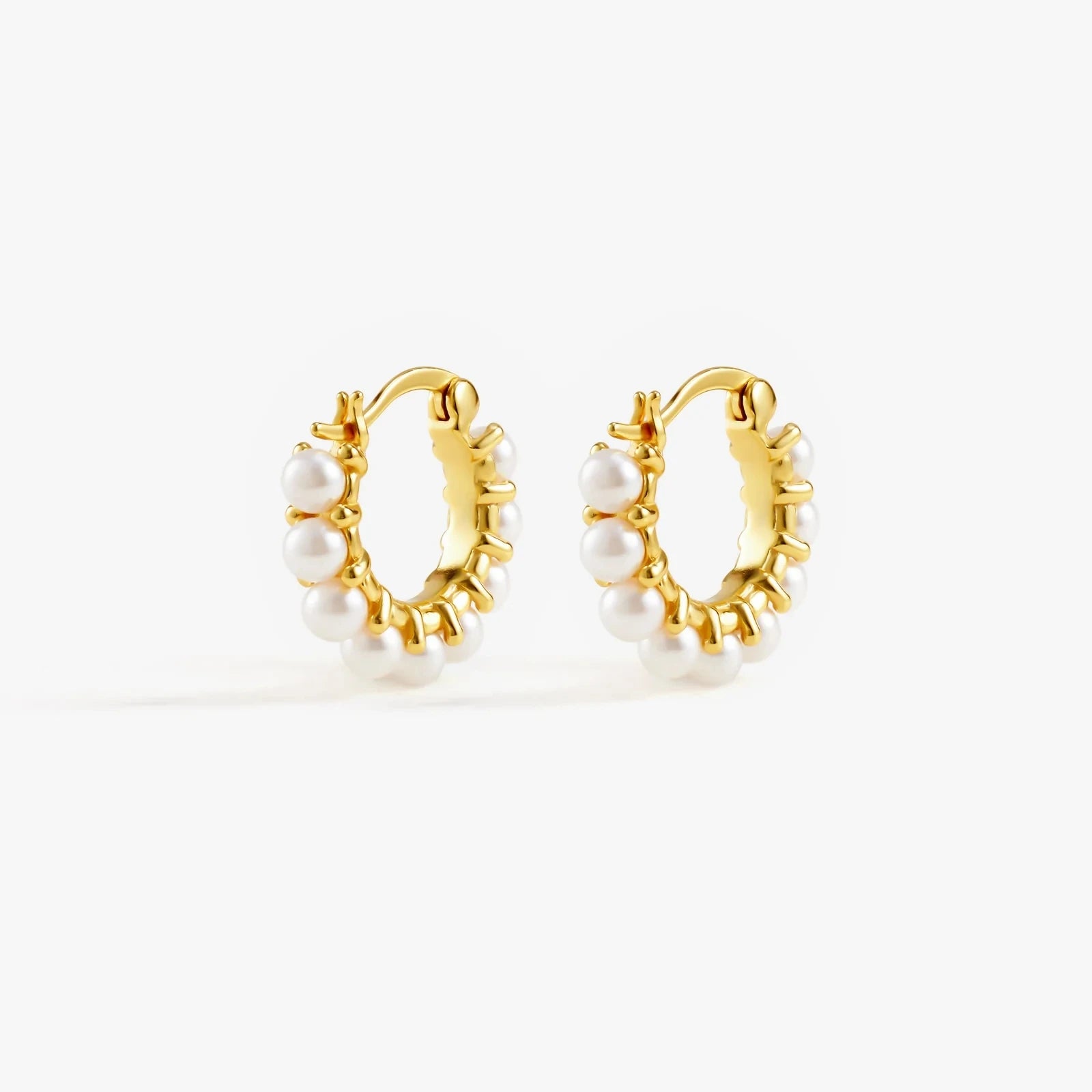 Elegant French Style Pearl Hoop Earrings