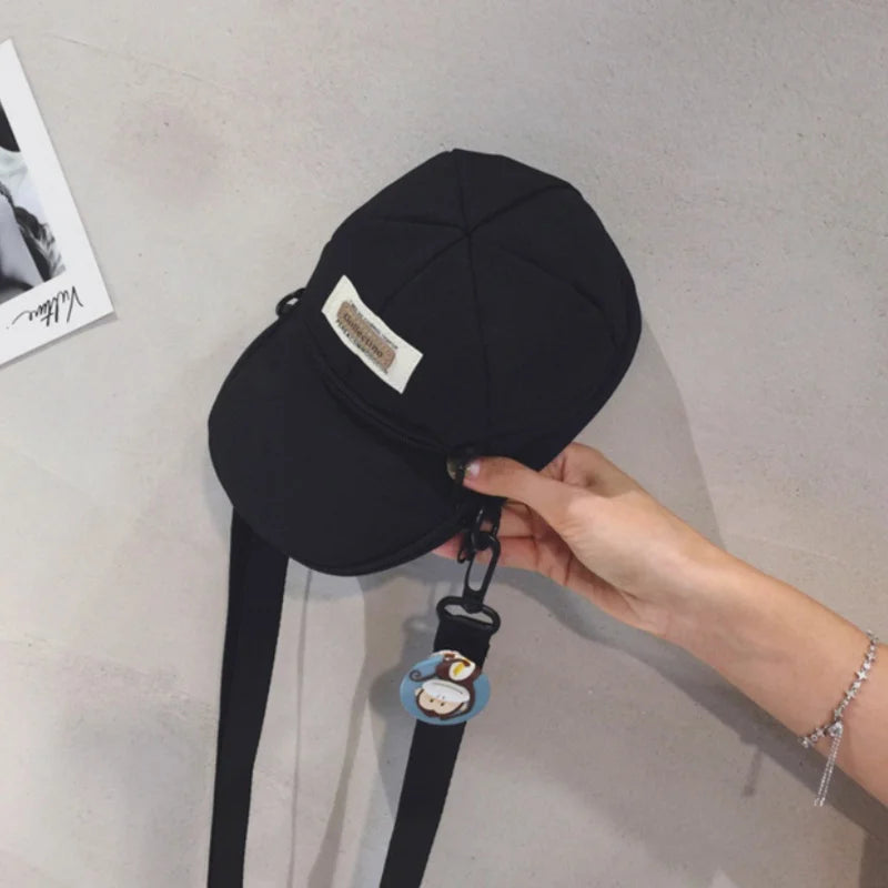 Canvas Mini Unisex Trendy Hat Style Crossbody Bag Versatile