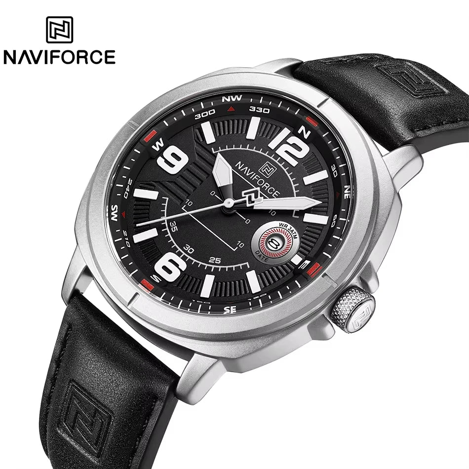 NAVIFORCE Men's Quartz Watch with Leather Band