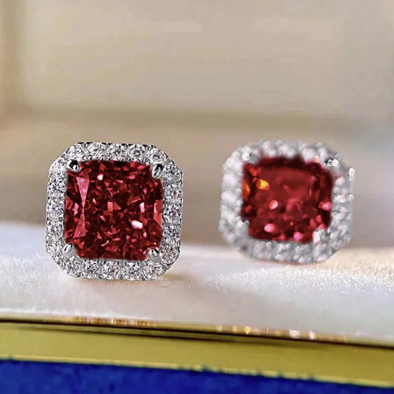 Luxury Princess Cubic Zirconia Stud Earrings