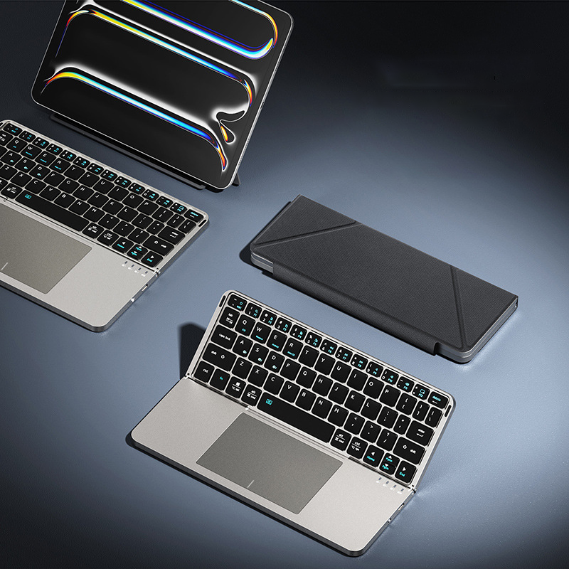 Ultra-Slim Folding Bluetooth Keyboard with Touchpad – Portable Wireless Keyboard for Tablet & Laptop