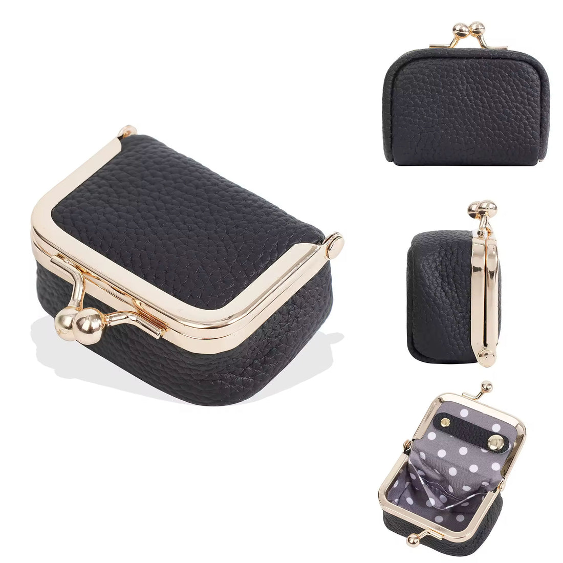 Elegant Small Jewelry Container – Mini Gold Leather Bag for Women’s Rings, Earrings, and Coins