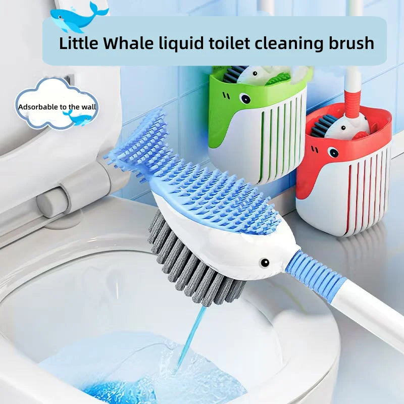 Little Whale Toilet Brush with Silicone Base & Suction Cup