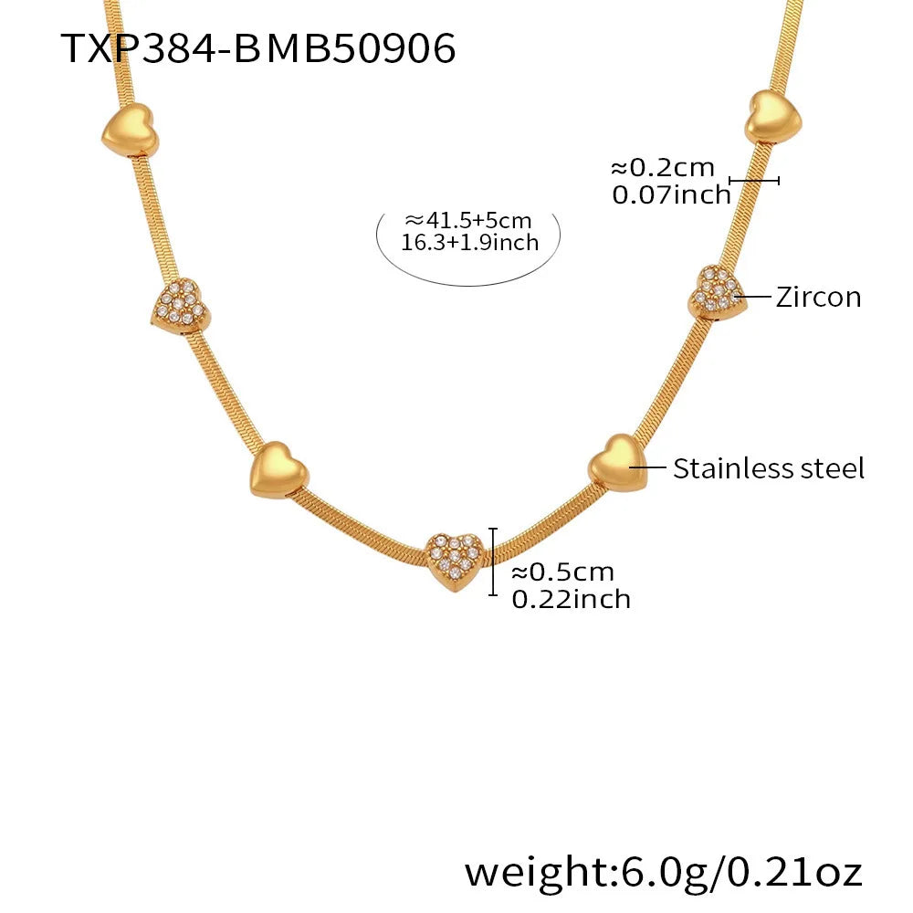 Elegant Gold-Plated Heart Necklace & Bracelet Set