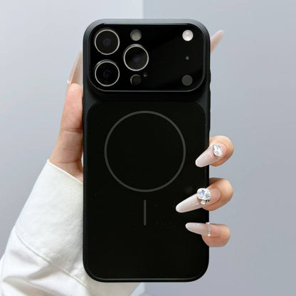 Magnetic Shockproof AG Matte Glass Phone Case with Lens Protection for iPhone 17 16 15 14 13 Pro Max