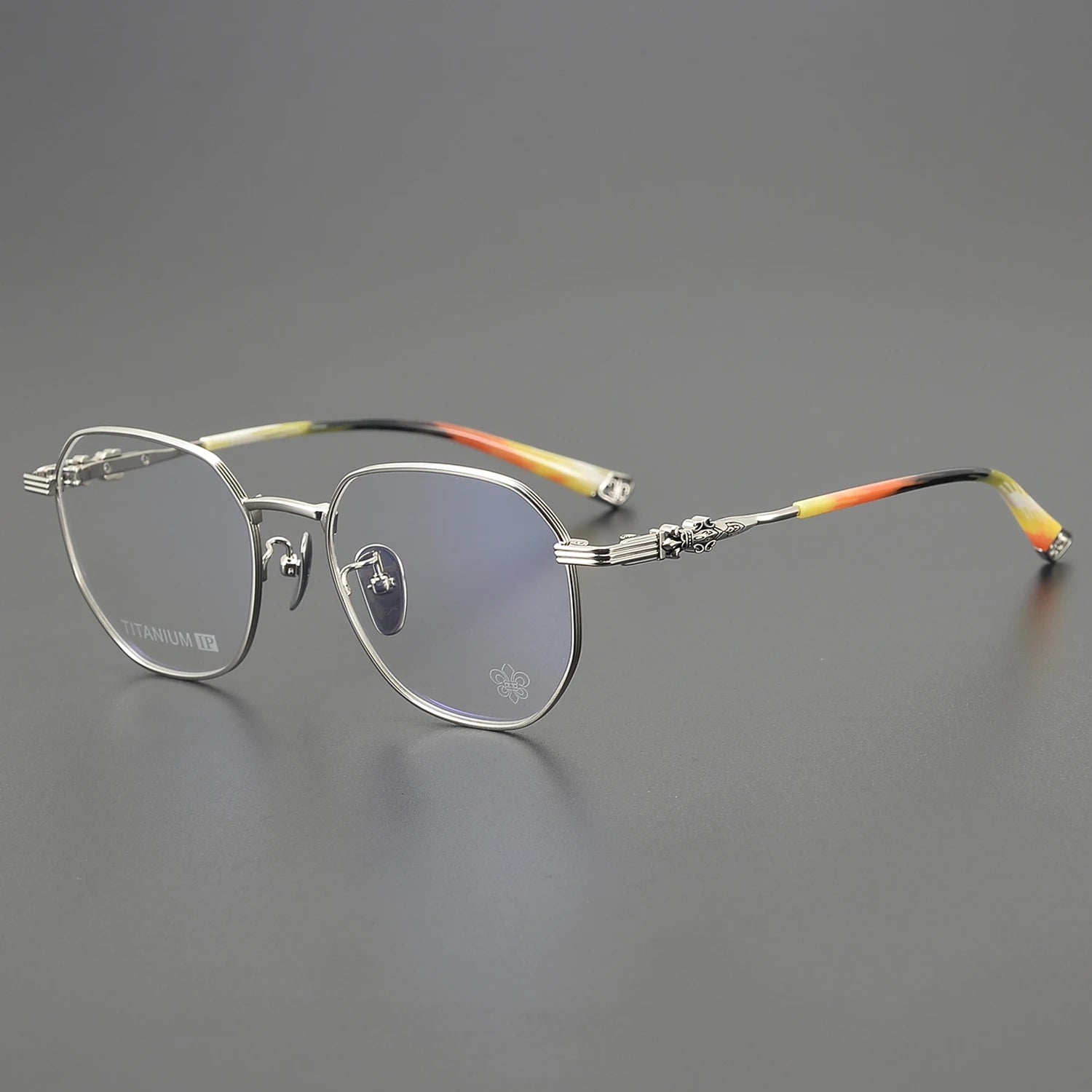 Polygonal Titanium Gold Light Pink Eyeglasses