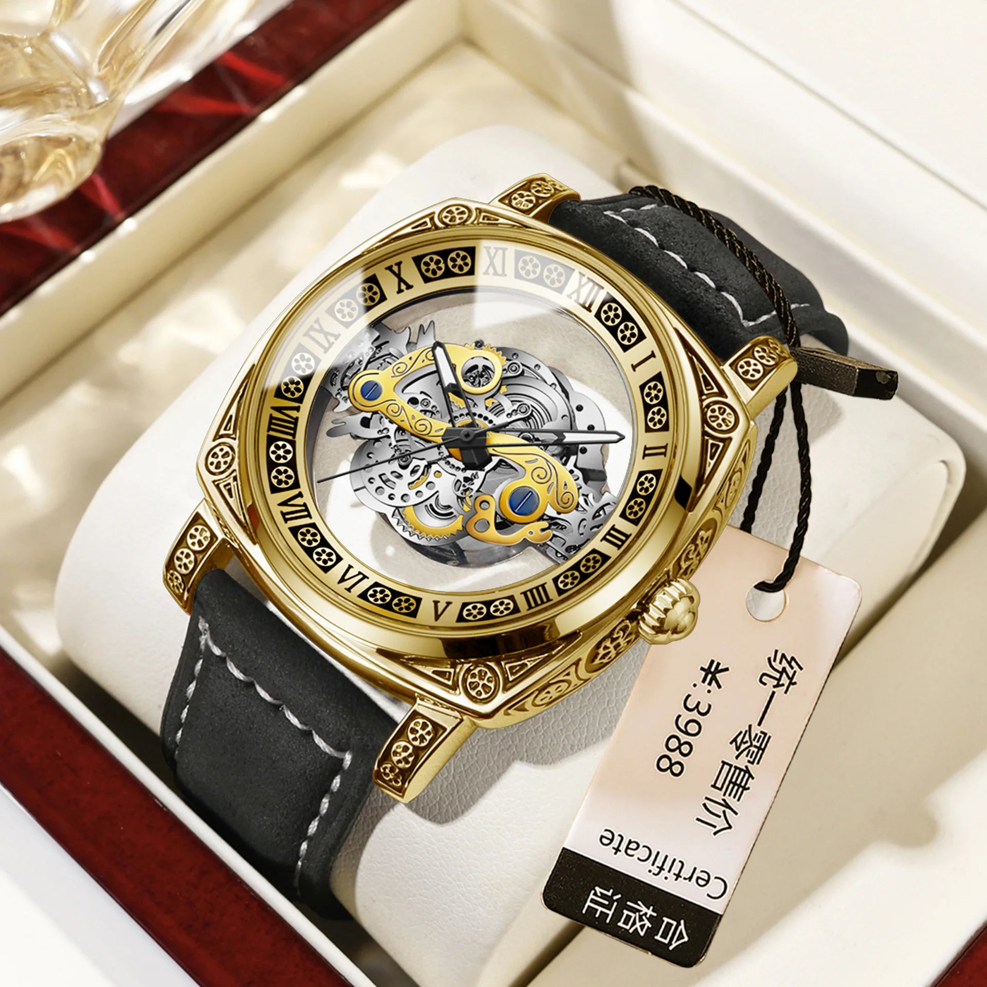 BINBOND Retro Carved Quartz Luxury Luminous Watch