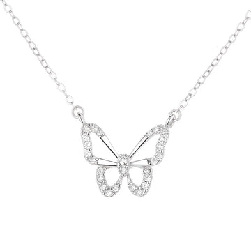 Elegant Zircon Butterfly Sterling Silver Necklace