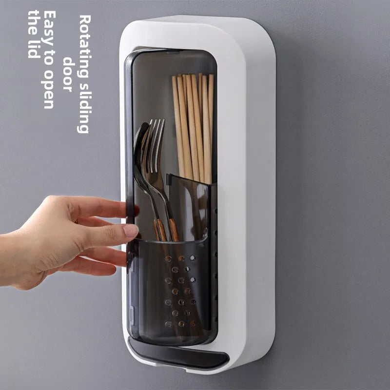 No-Drill Wall-Mounted Kitchen Utensil Holder New Rotating Household