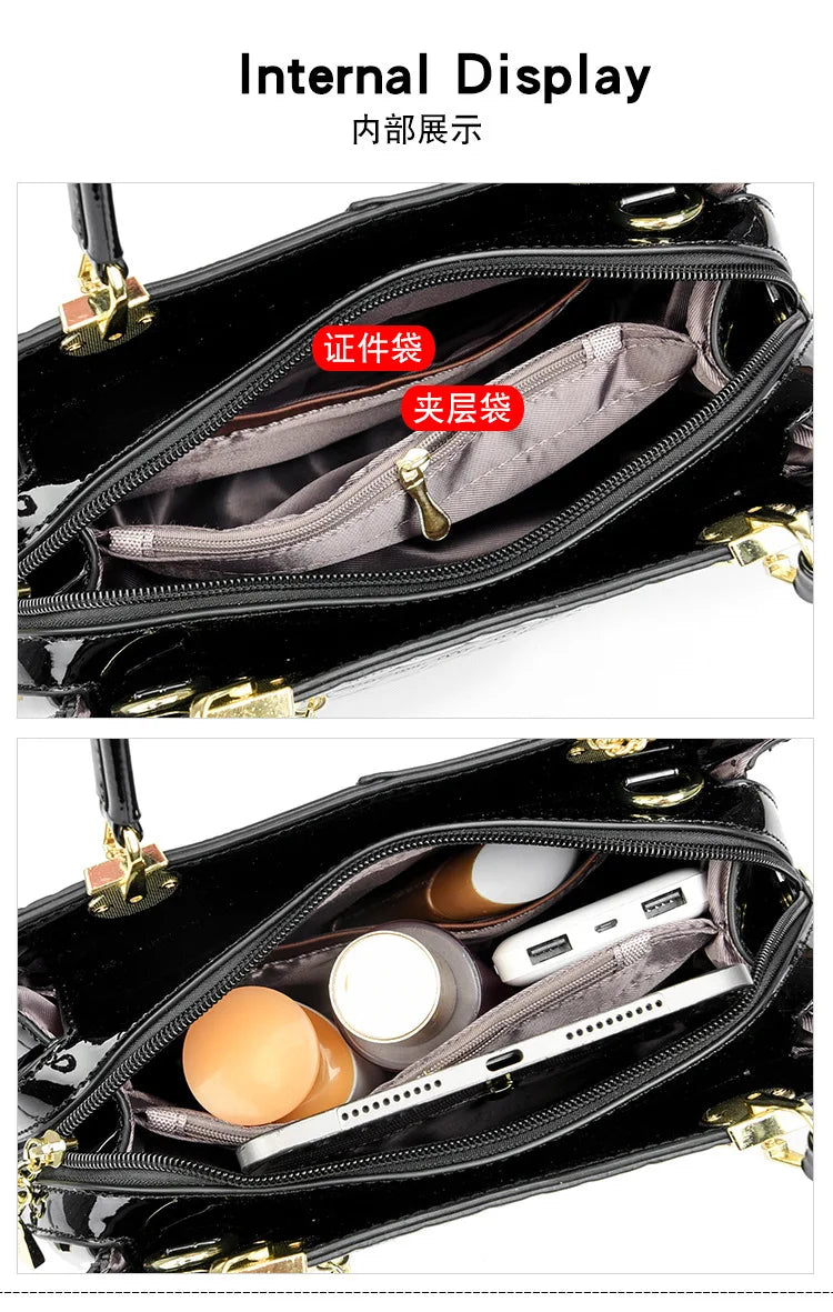 Large Capacity Shoulder Bag Handbag Grain Fashion Bags for Ladies