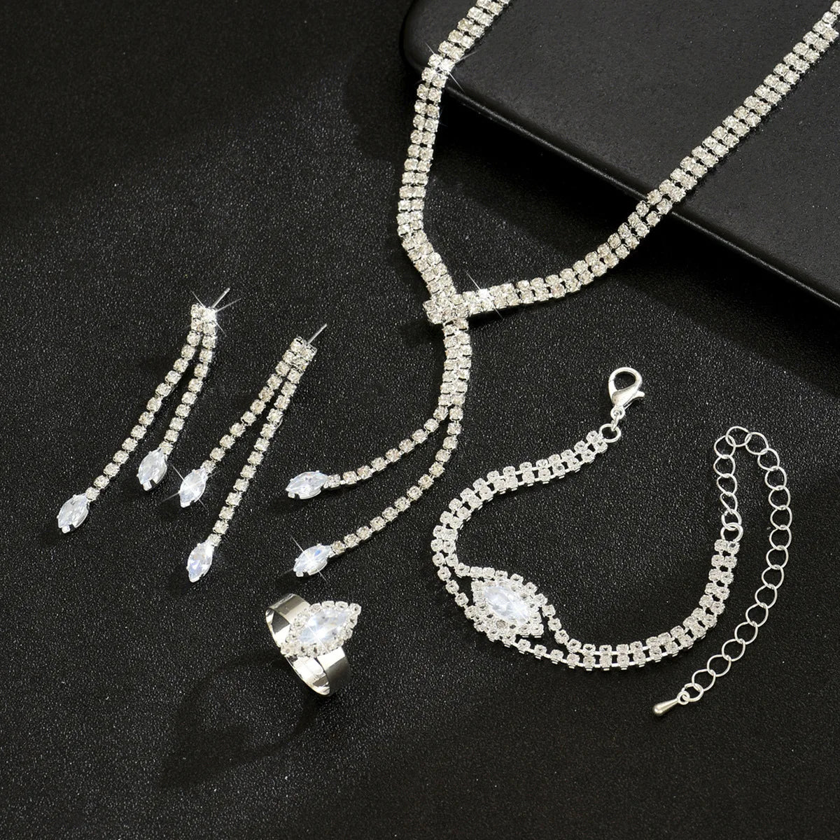 Luxury Zircon Bridal Jewelry Set - Necklace & Earrings