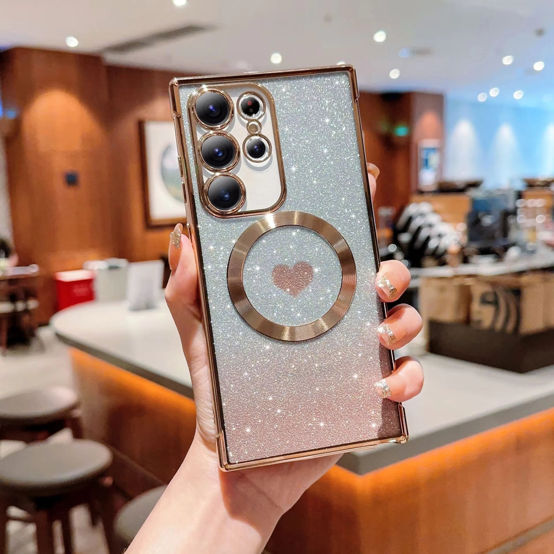 Luxury Gradient Glitter Love Heart Case for Samsung