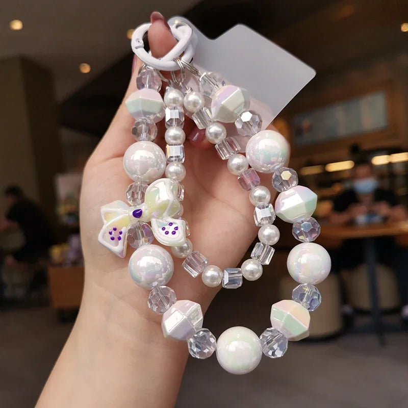 Handmade Beaded Mobile Lanyard with Bow Knot