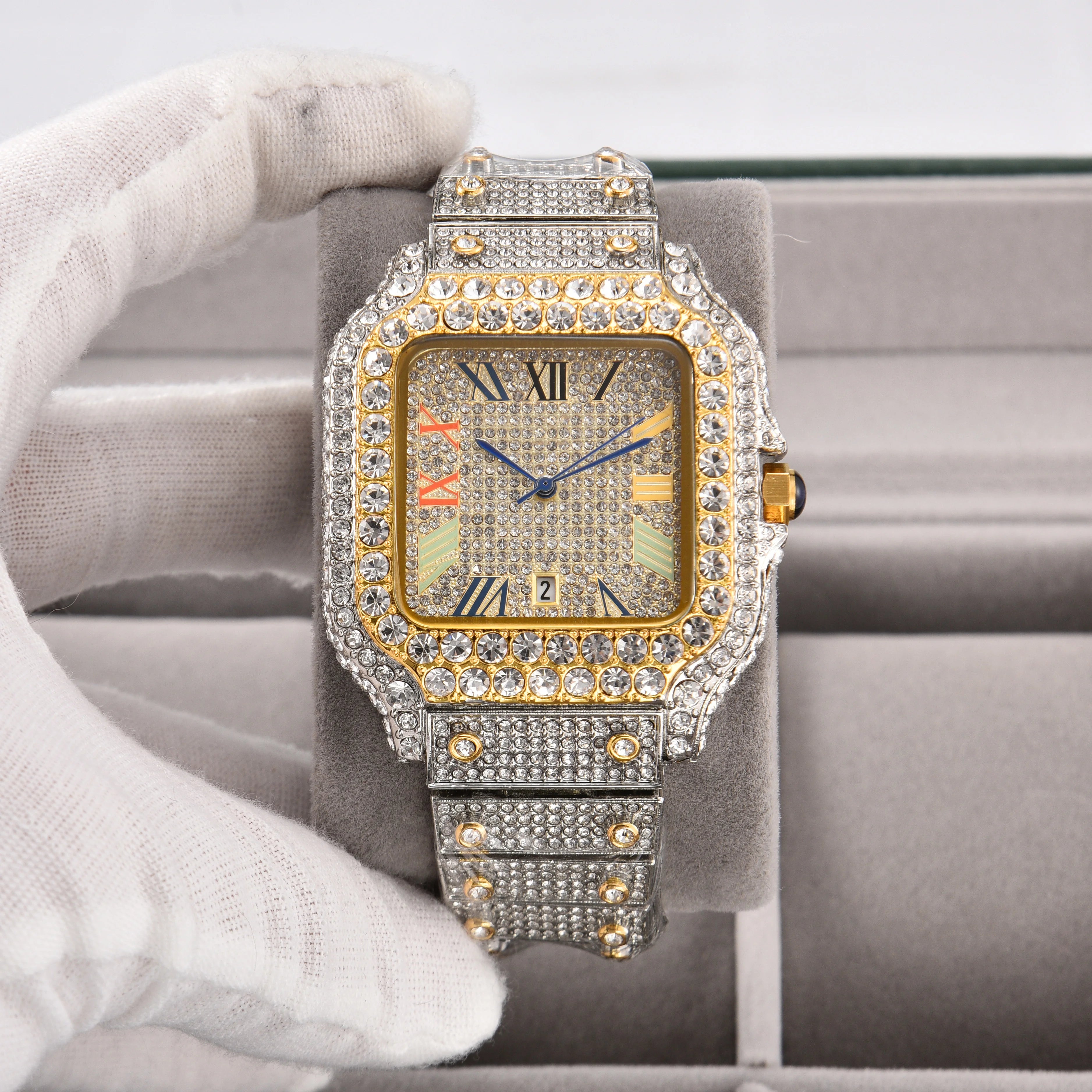 Luxury Square Diamond Watches for Men