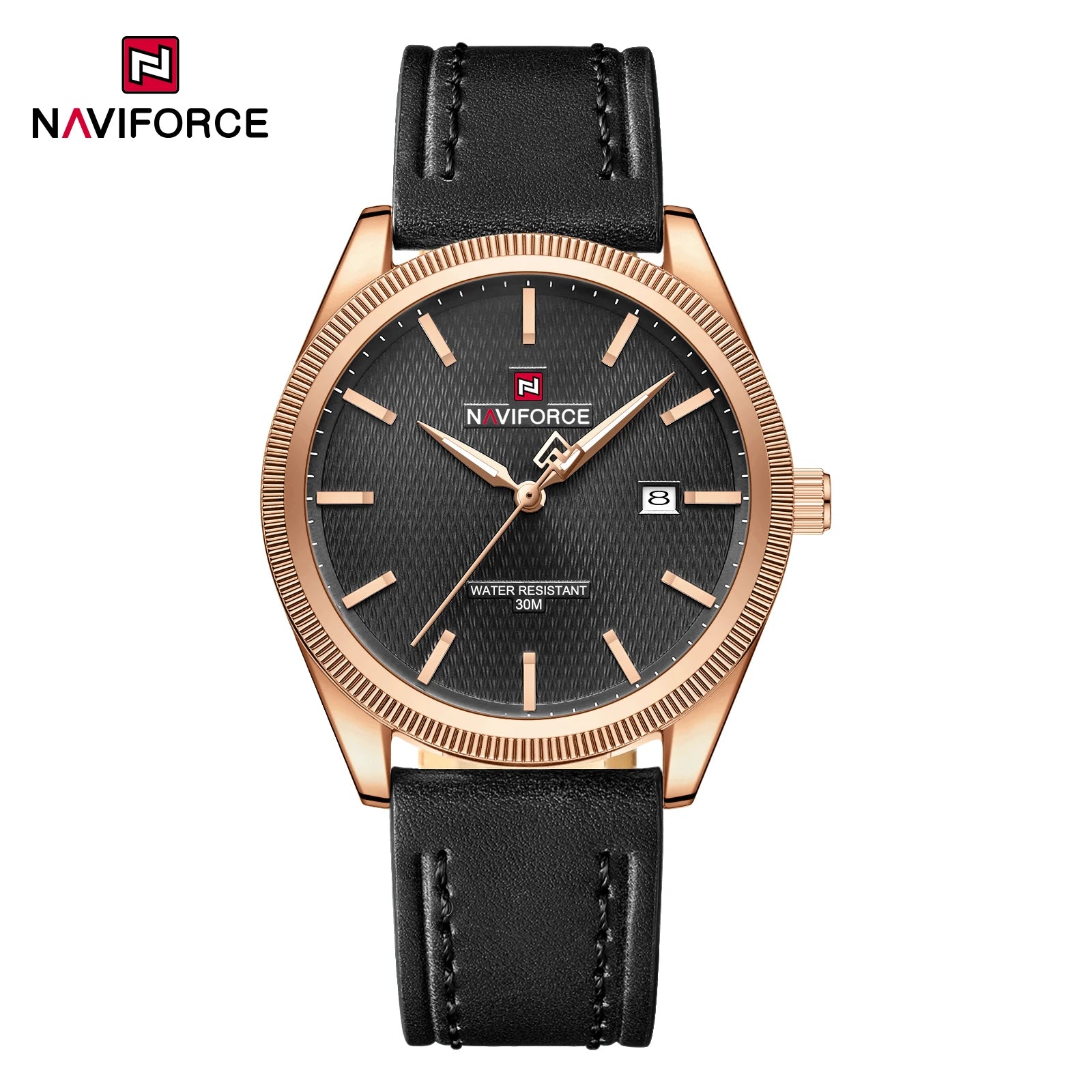 NAVIFORCE Men's Quartz Watch with Leather Strap