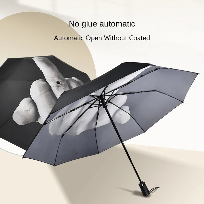 Creative Distinctive Three-Fold Silver Glue Manual Sun Middle Finger umbrella