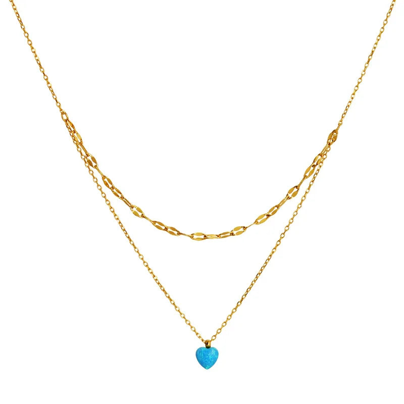 Waterproof Stainless Steel Heart Pendant Necklace