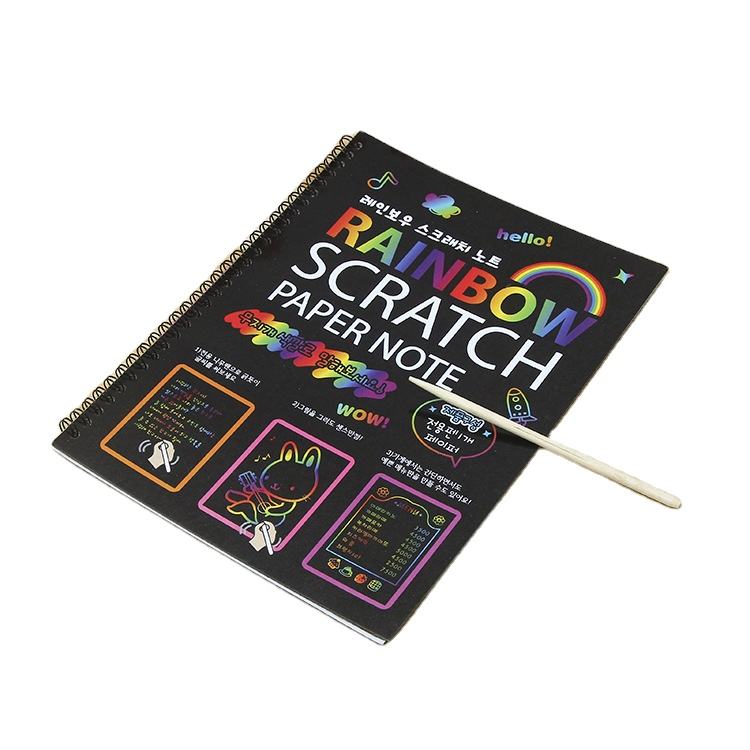 Creative Spiral Rainbow Scratch Art Notebook – DIY Graffiti Magic Paper Book