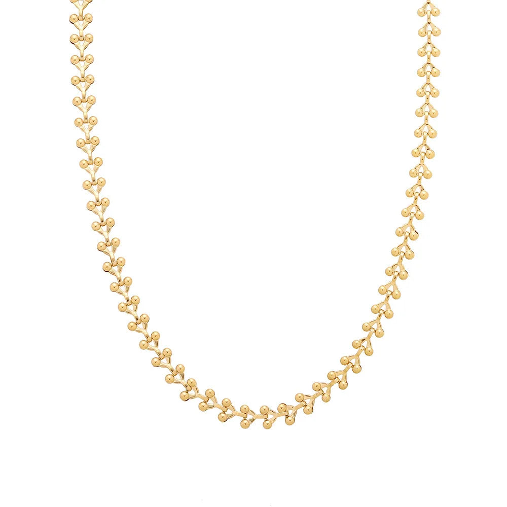 18K Gold Plated Geometric Wheat Chain Necklace