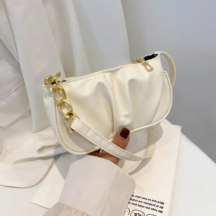 Small Bags Soft PU Leather Underarm Bag Solid
